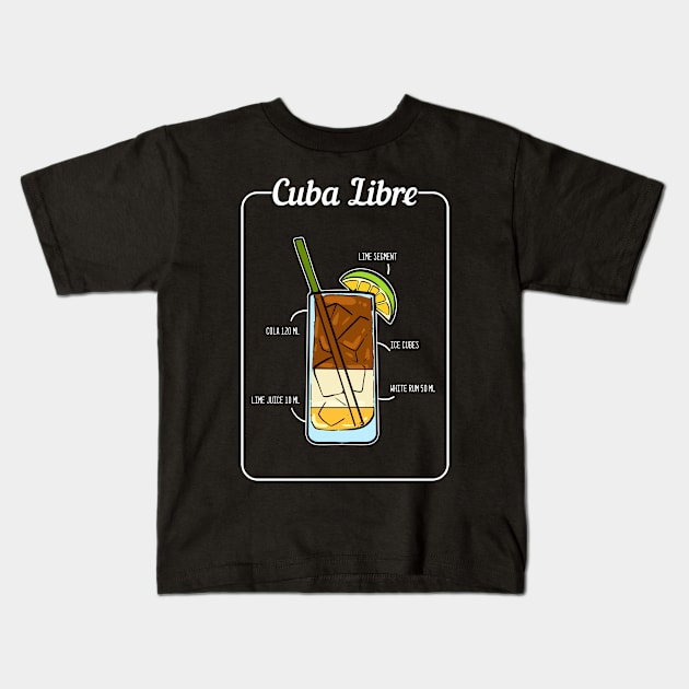 Cuba Libre Cocktail Drinks Barkeeper Restaurant Kids T-Shirt by amango